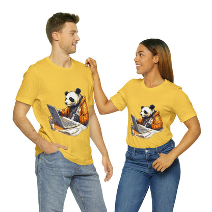 "Tech-Savvy Panda" Unisex Jersey Short Sleeve Tee