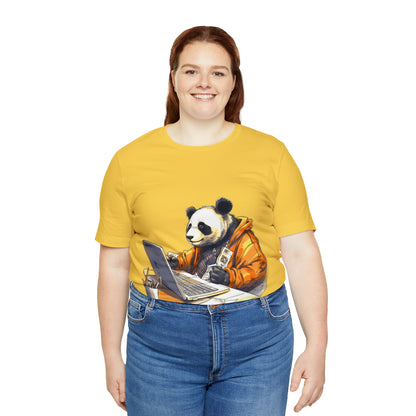 "Tech-Savvy Panda" Unisex Jersey Short Sleeve Tee