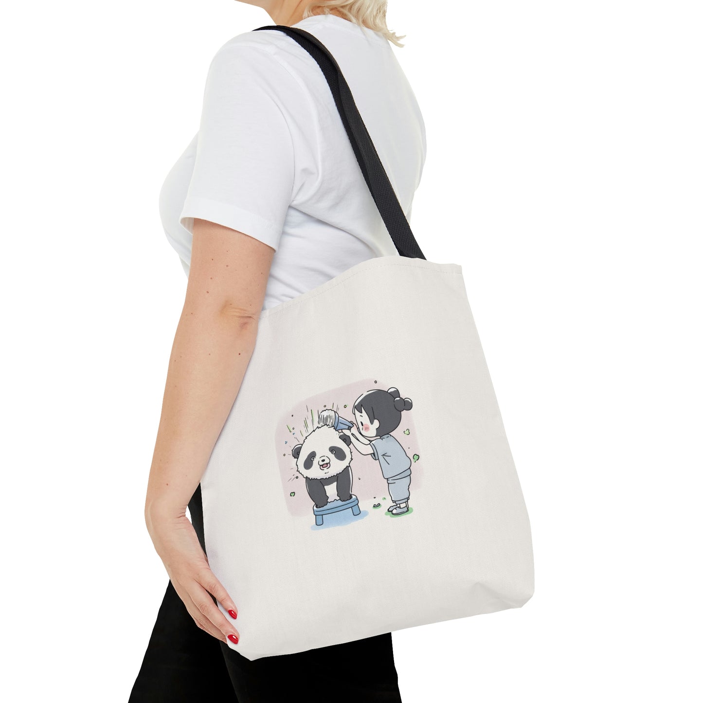 Girl & Panda Haircut Tote Bag