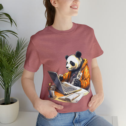 "Tech-Savvy Panda" Unisex Jersey Short Sleeve Tee