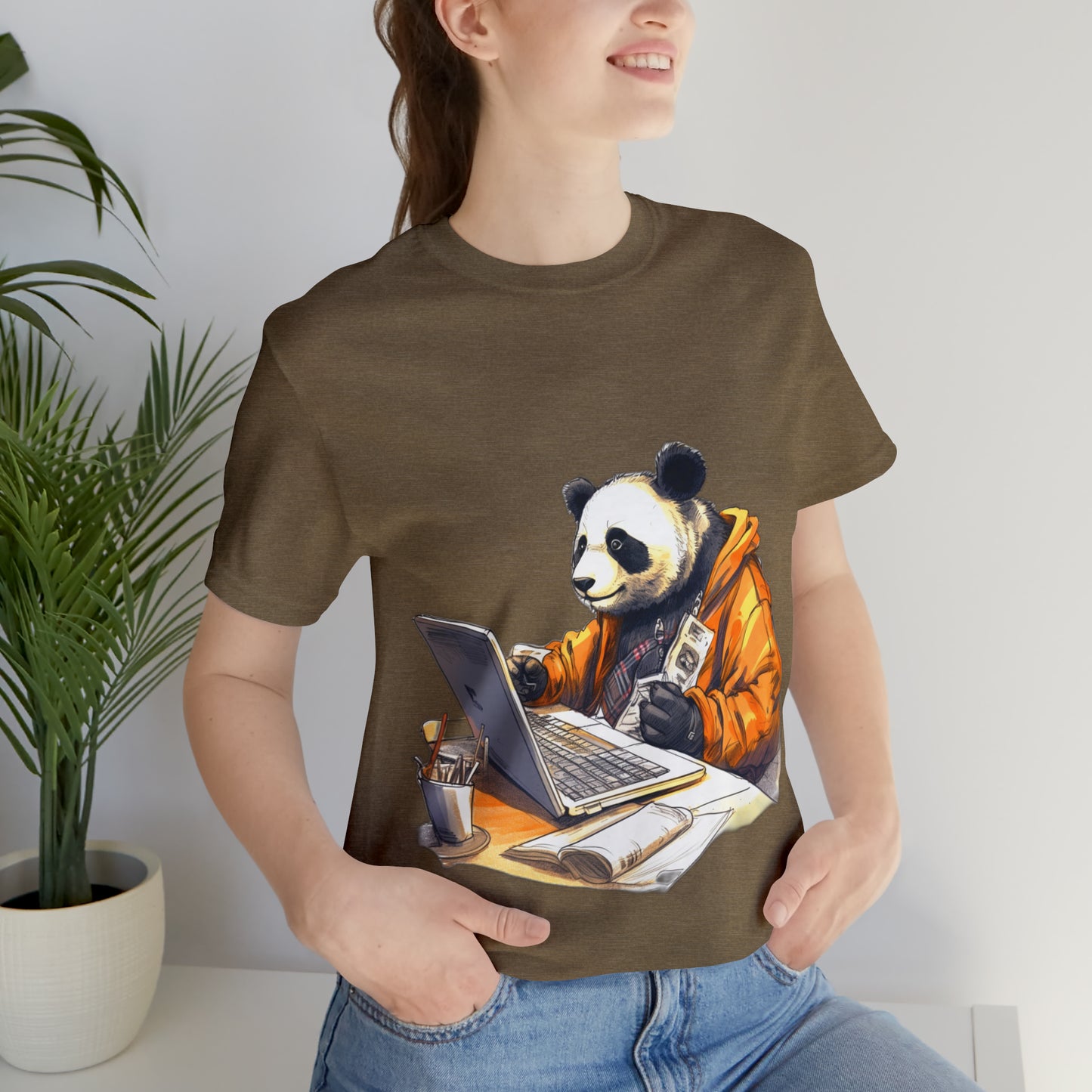 "Tech-Savvy Panda" Unisex Jersey Short Sleeve Tee