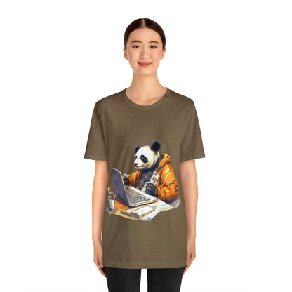 "Tech-Savvy Panda" Unisex Jersey Short Sleeve Tee